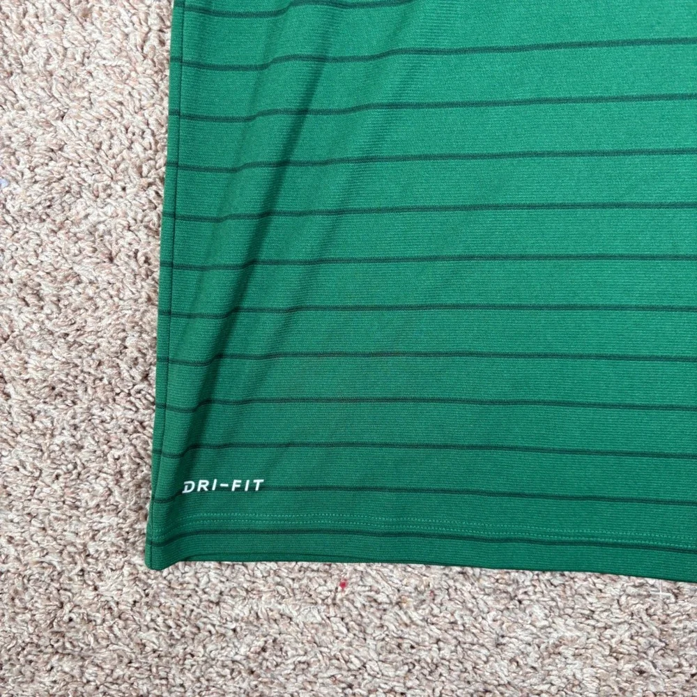 Nike New York Jets NFL Dri-FIT Striped Polo Shirt Mens XL Green Short Sleeve